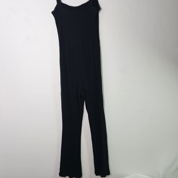 Reformation Jeans Black Ribbed Knit Jumpsuit | Size M | Made in USA Minimalist - Picture 3 of 11